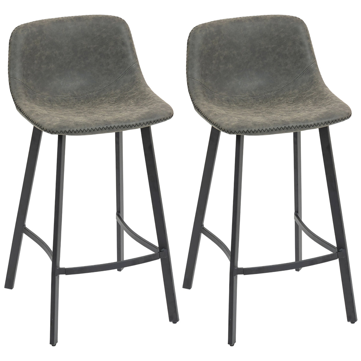 Faux Leather Kitchen Bar Stools in Set Of 2 - Velmora