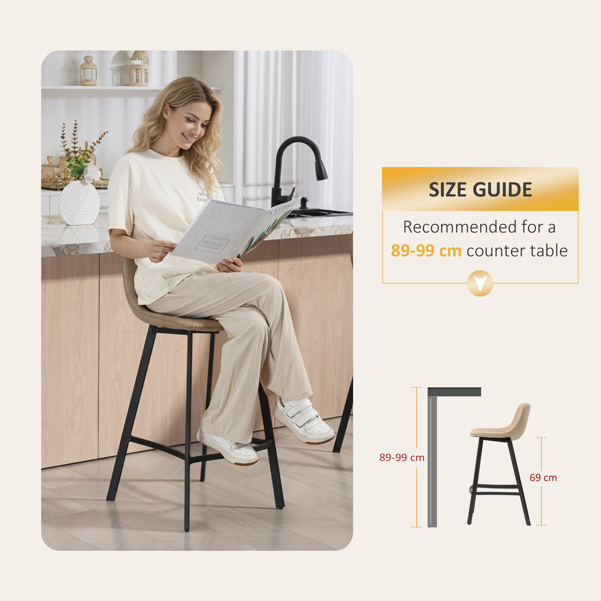 Faux Leather Kitchen Bar Stools in Set Of 2 - Velmora