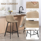 Faux Leather Kitchen Bar Stools in Set Of 2 - Velmora