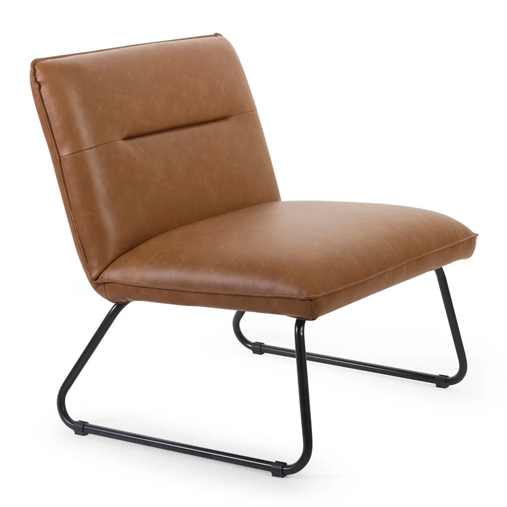 Faux Leather Lounge Chair With Metal Legs - Saxon