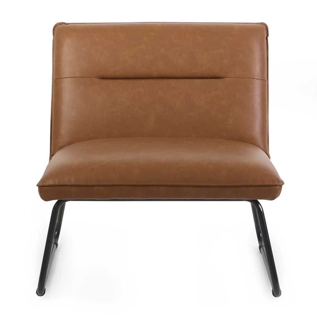 Faux Leather Lounge Chair With Metal Legs - Saxon