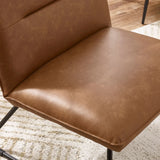 Faux Leather Lounge Chair With Metal Legs - Saxon