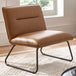 Faux Leather Lounge Chair With Metal Legs - Saxon