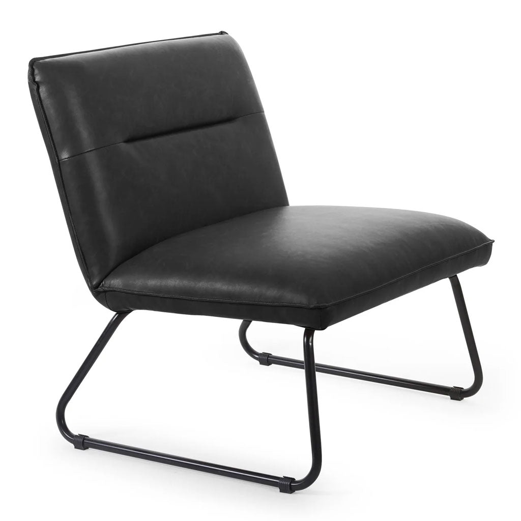 Faux Leather Lounge Chair With Metal Legs - Saxon