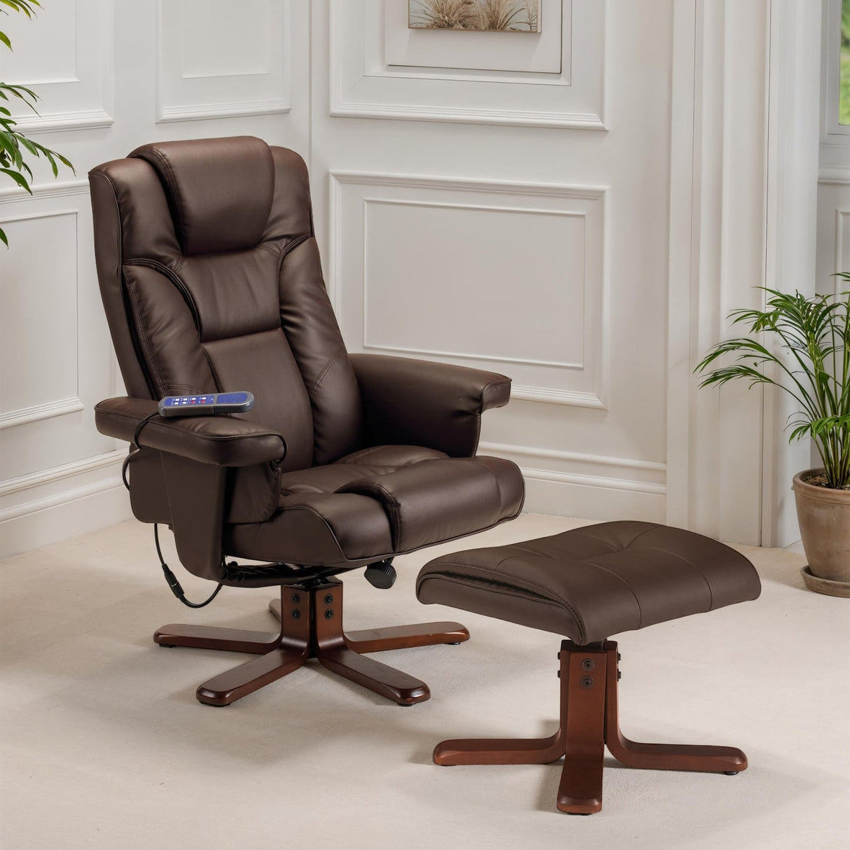 Faux Leather Massage Recliner Chair With Stool - Malmo