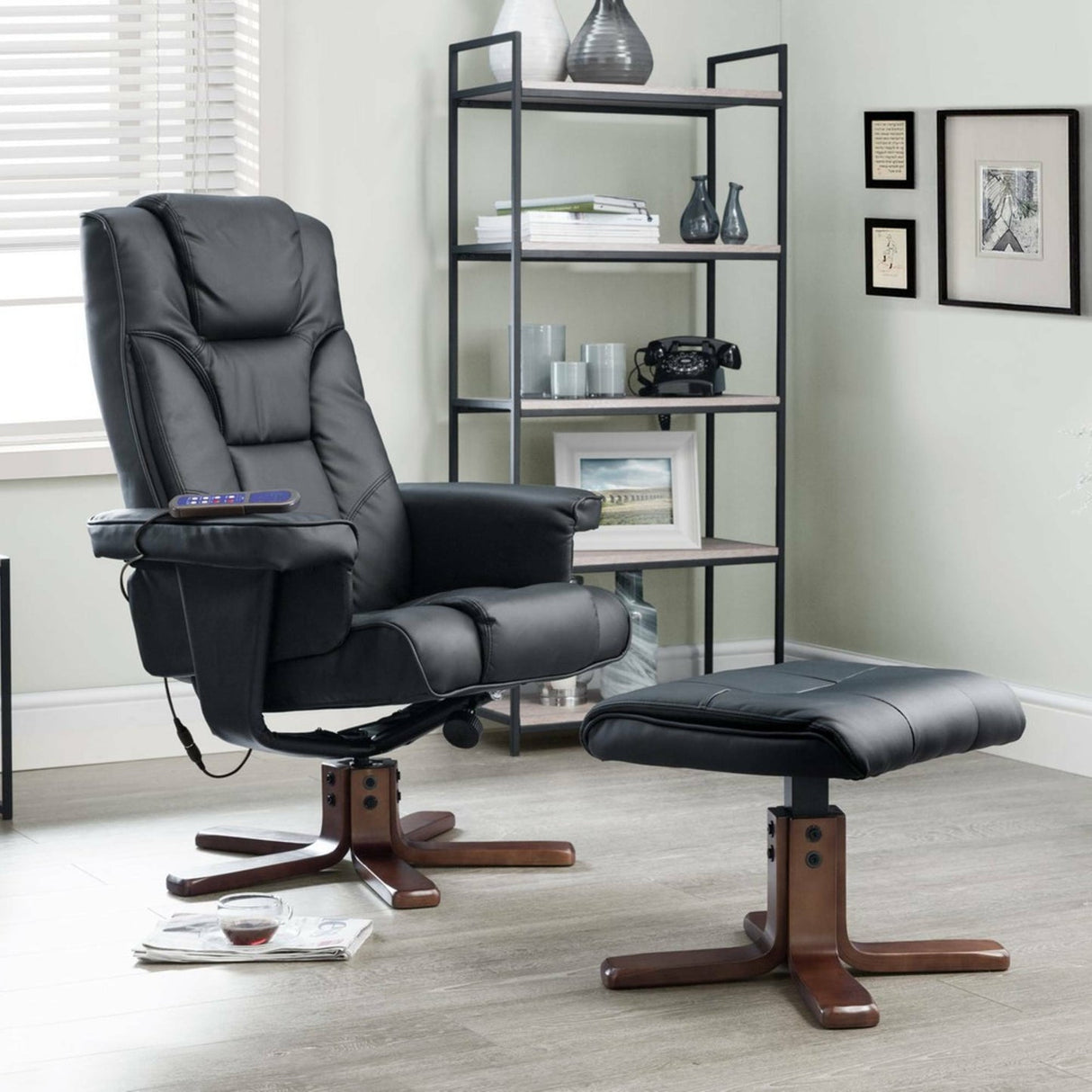 Faux Leather Massage Recliner Chair With Stool - Malmo
