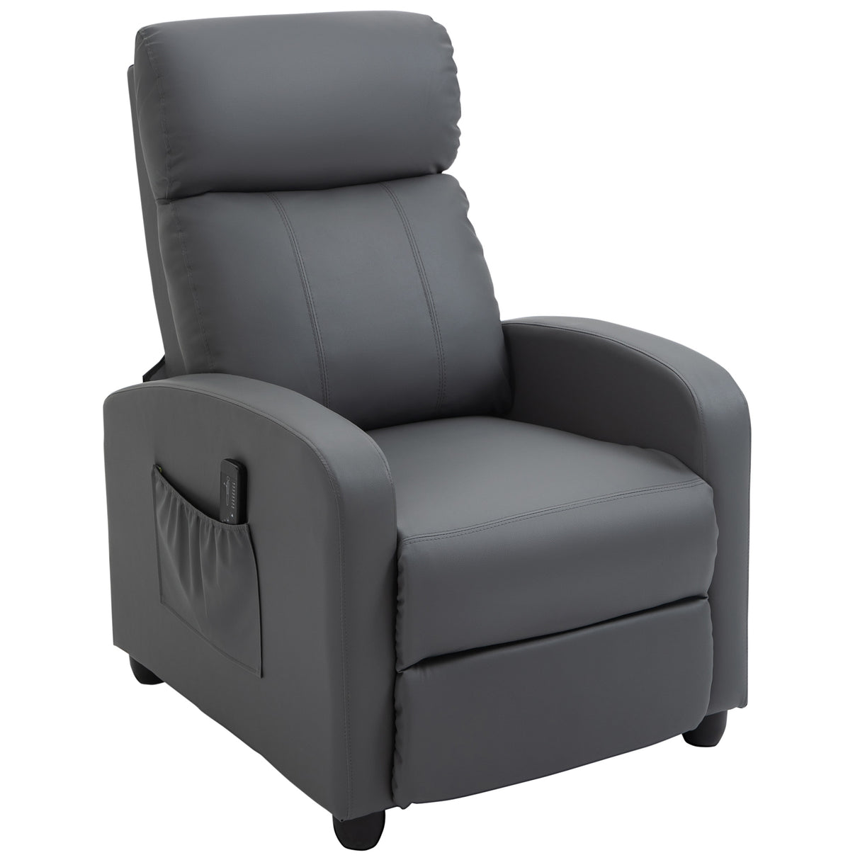 Faux Leather Push Back Reclining Chair With Adjustable Leg Rest 68cm Wide - Velmora