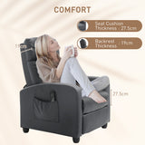 Faux Leather Push Back Reclining Chair With Adjustable Leg Rest 68cm Wide - Velmora