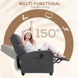 Faux Leather Push Back Reclining Chair With Adjustable Leg Rest 68cm Wide - Velmora