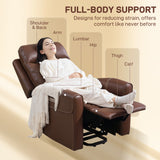 Faux Leather Recliner Chair 107cm Wide With Footrest - Velmora