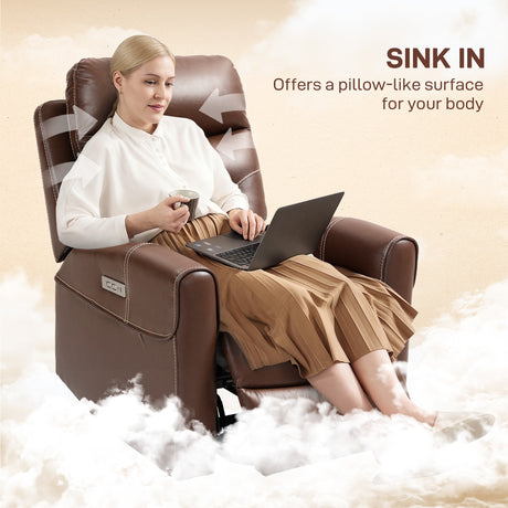 Faux Leather Recliner Chair 107cm Wide With Footrest - Velmora