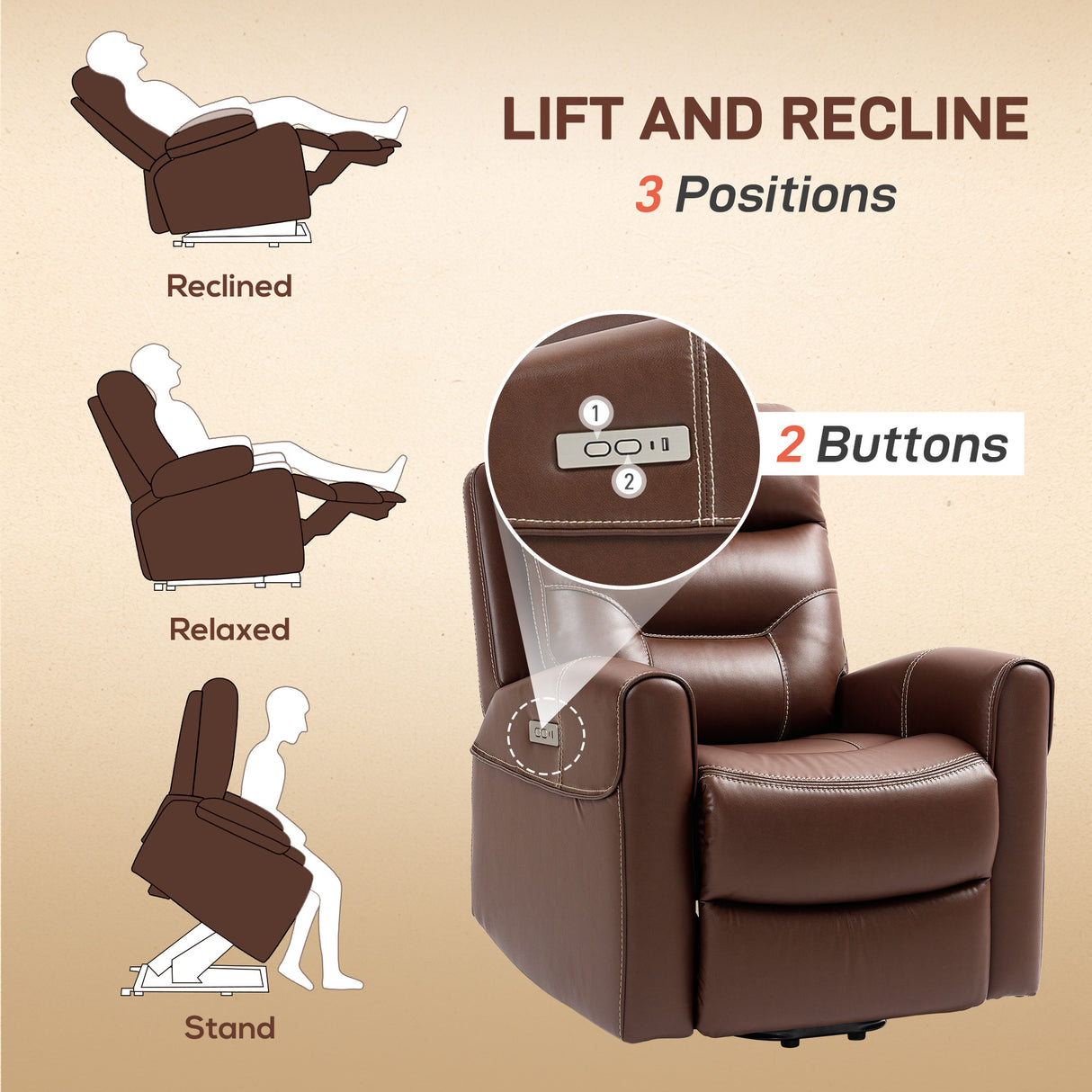 Faux Leather Recliner Chair 107cm Wide With Footrest - Velmora
