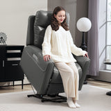 Faux Leather Recliner Chair 107cm Wide With Footrest - Velmora