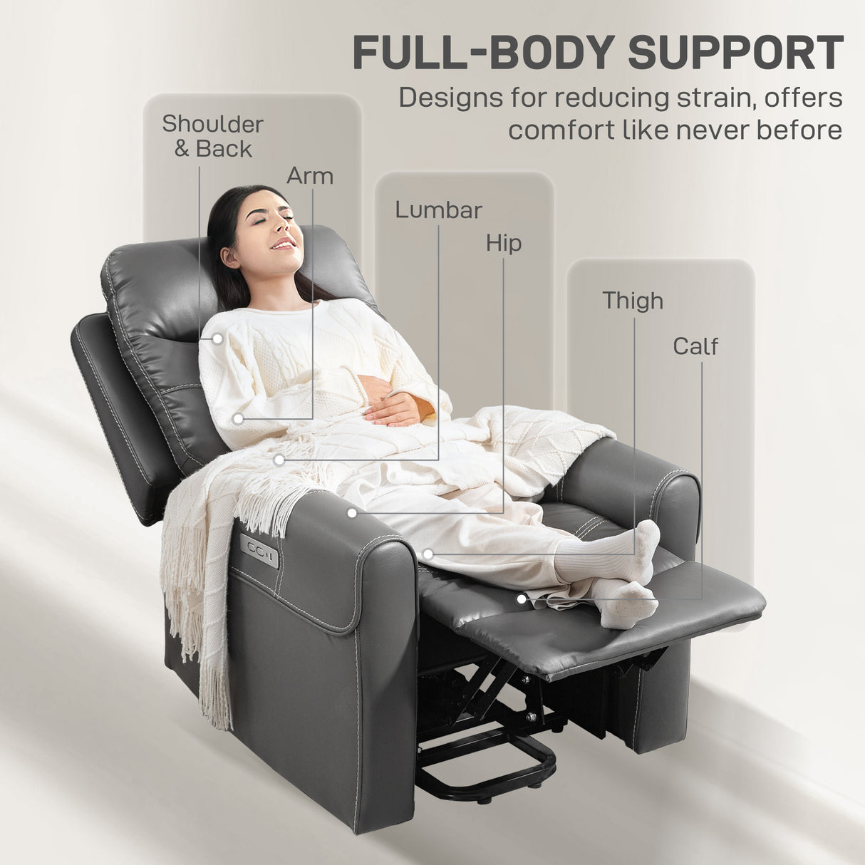 Faux Leather Recliner Chair 107cm Wide With Footrest - Velmora