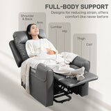 Faux Leather Recliner Chair 107cm Wide With Footrest - Velmora