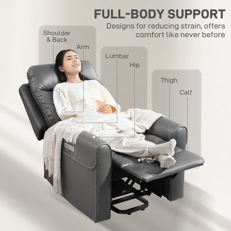 Faux Leather Recliner Chair 107cm Wide With Footrest - Velmora