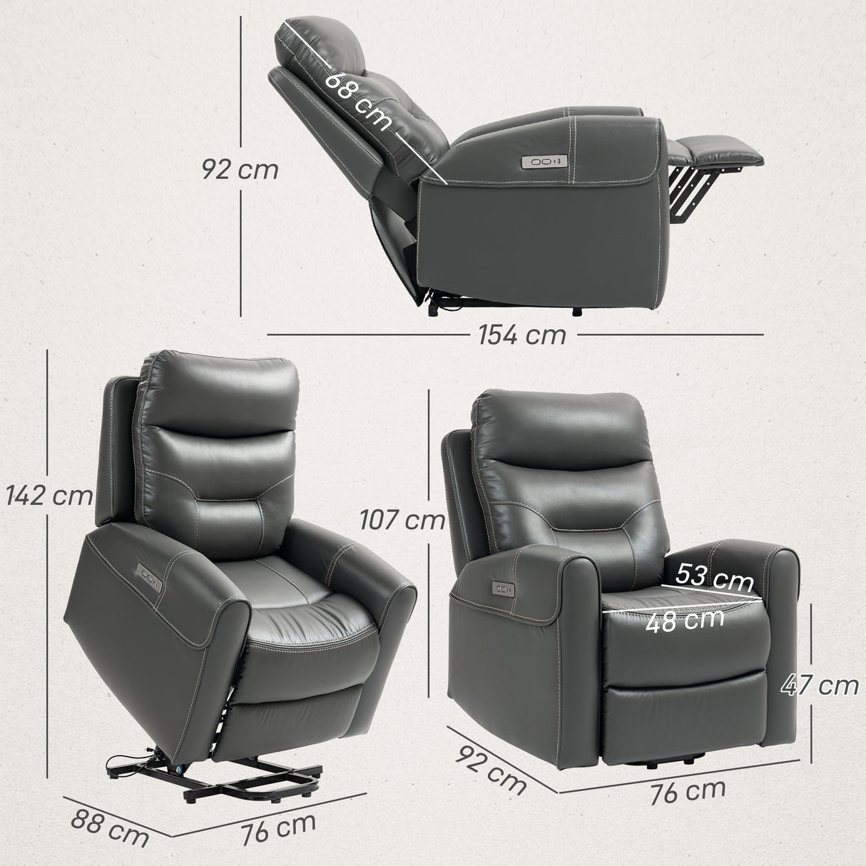 Faux Leather Recliner Chair 107cm Wide With Footrest - Velmora