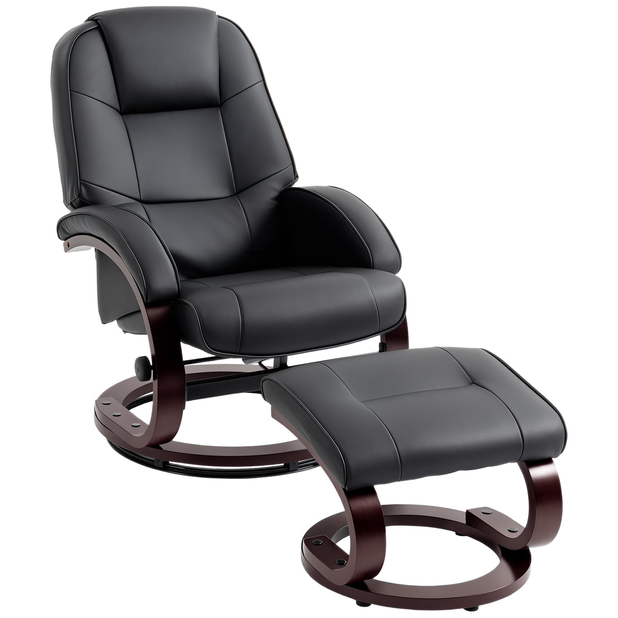 Faux Leather Recliner Chair 66cm Wide With Footstool - Velmora