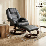 Faux Leather Recliner Chair 66cm Wide With Footstool - Velmora