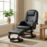 Faux Leather Recliner Chair 66cm Wide With Footstool - Velmora