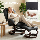 Faux Leather Recliner Chair 66cm Wide With Footstool - Velmora