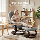Faux Leather Recliner Chair 66cm Wide With Footstool - Velmora