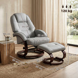 Faux Leather Recliner Chair 66cm Wide With Footstool - Velmora