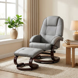 Faux Leather Recliner Chair 66cm Wide With Footstool - Velmora