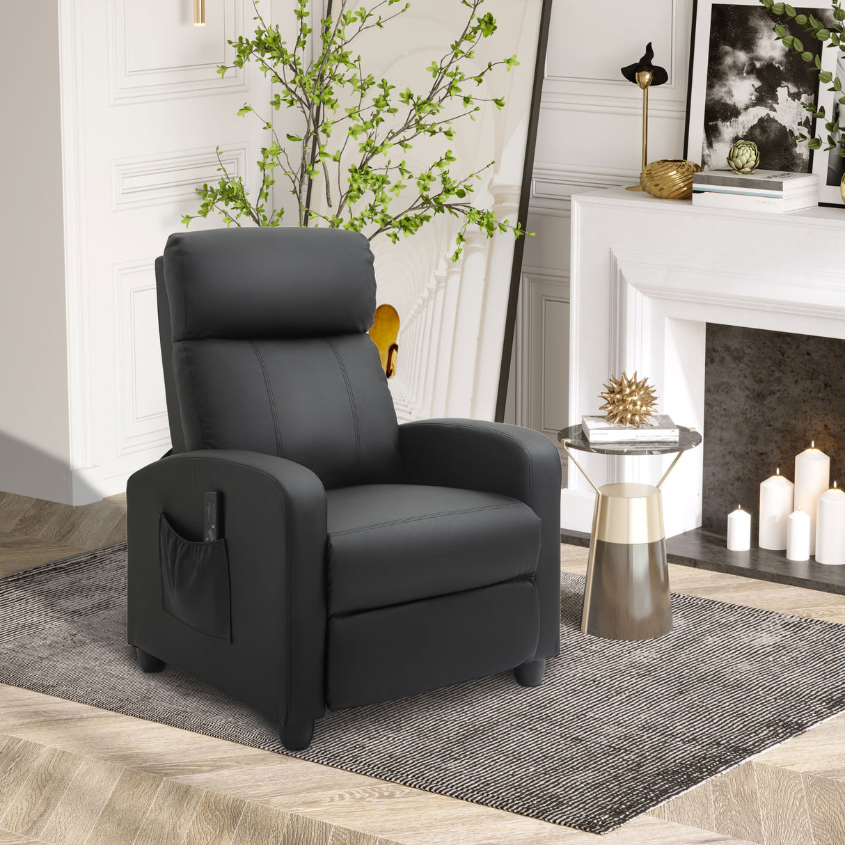 Faux Leather Recliner Chair 68cm Wide - Velmora