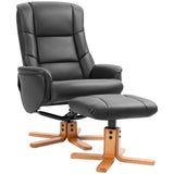 Faux Leather Recliner Chair 71cm Wide With Footstool - Velmora