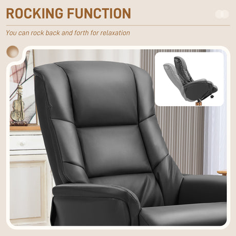 Faux Leather Recliner Chair 71cm Wide With Footstool - Velmora