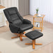 Faux Leather Recliner Chair 71cm Wide With Footstool - Velmora