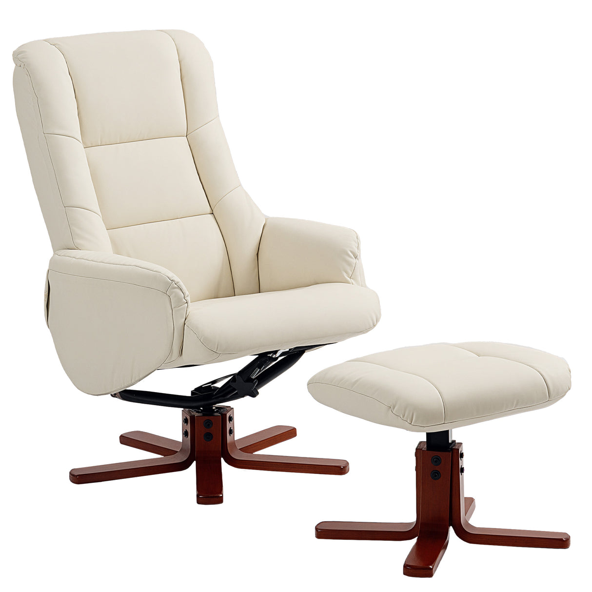 Faux Leather Recliner Chair 71cm Wide With Footstool - Velmora