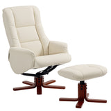 Faux Leather Recliner Chair 71cm Wide With Footstool - Velmora