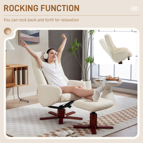 Faux Leather Recliner Chair 71cm Wide With Footstool - Velmora