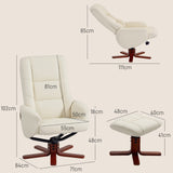 Faux Leather Recliner Chair 71cm Wide With Footstool - Velmora