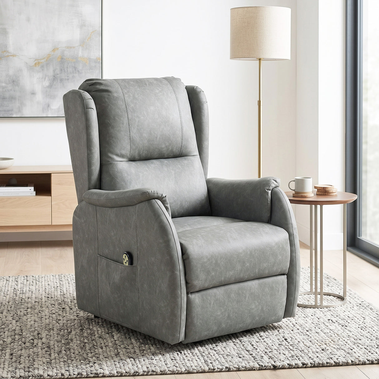 Faux Leather Recliner Chair 76cm Wide With Footrest - Velmora