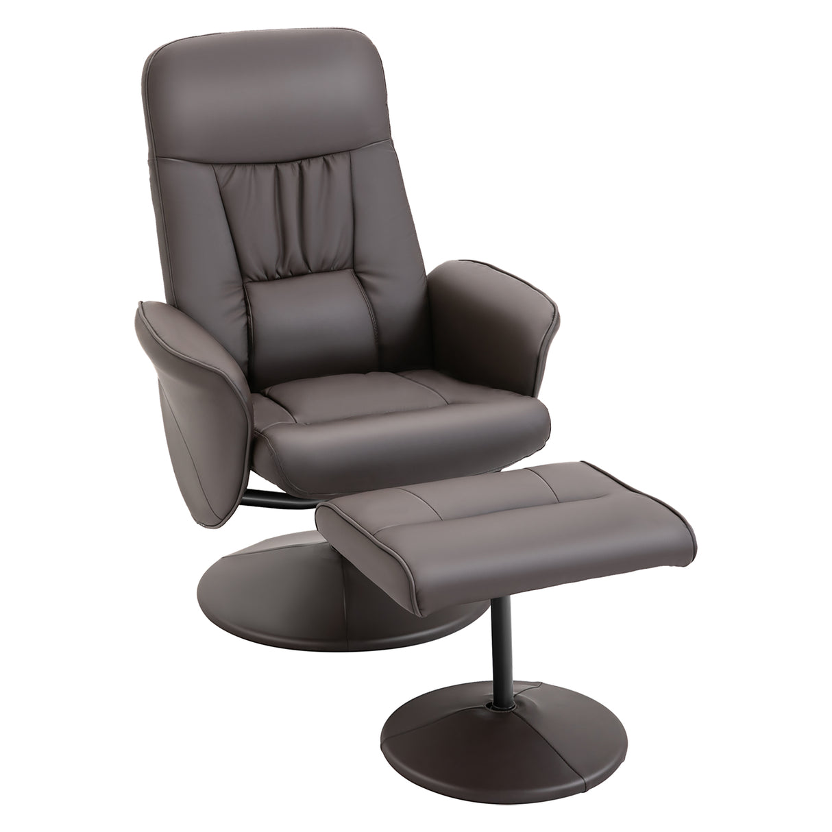 Faux Leather Recliner Chair 76cm Wide With Footstool - Velmora