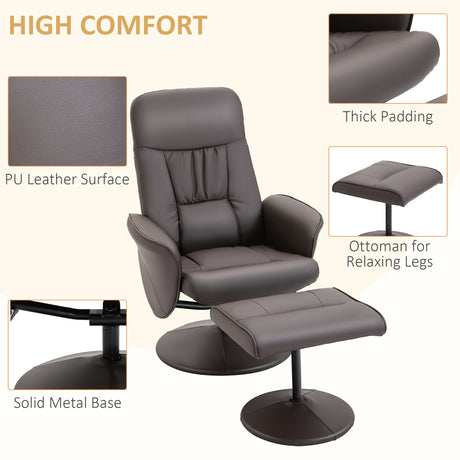 Faux Leather Recliner Chair 76cm Wide With Footstool - Velmora
