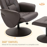 Faux Leather Recliner Chair 76cm Wide With Footstool - Velmora