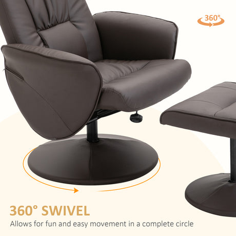 Faux Leather Recliner Chair 76cm Wide With Footstool - Velmora