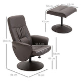 Faux Leather Recliner Chair 76cm Wide With Footstool - Velmora