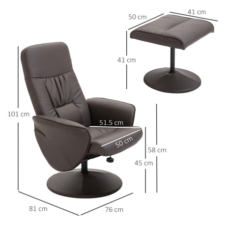 Faux Leather Recliner Chair 76cm Wide With Footstool - Velmora