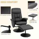 Faux Leather Recliner Chair 76cm Wide With Footstool - Velmora