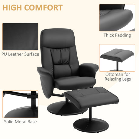 Faux Leather Recliner Chair 76cm Wide With Footstool - Velmora