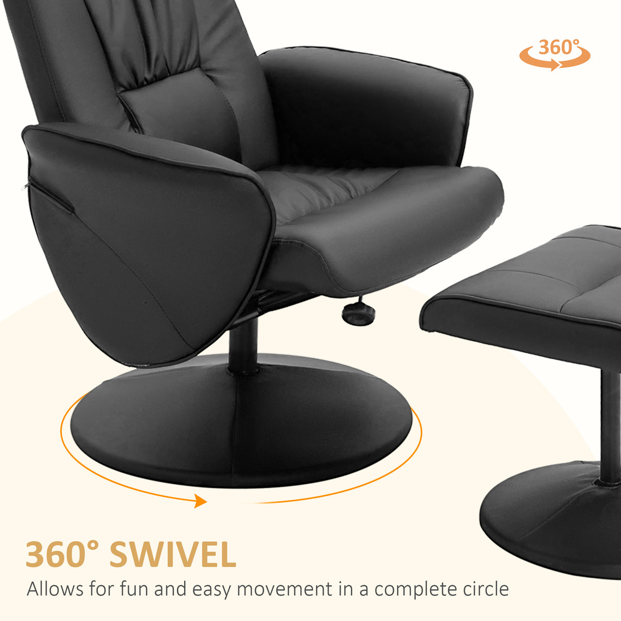 Faux Leather Recliner Chair 76cm Wide With Footstool - Velmora