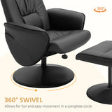 Faux Leather Recliner Chair 76cm Wide With Footstool - Velmora
