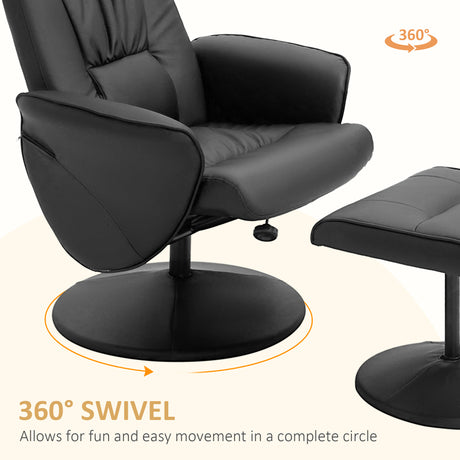Faux Leather Recliner Chair 76cm Wide With Footstool - Velmora