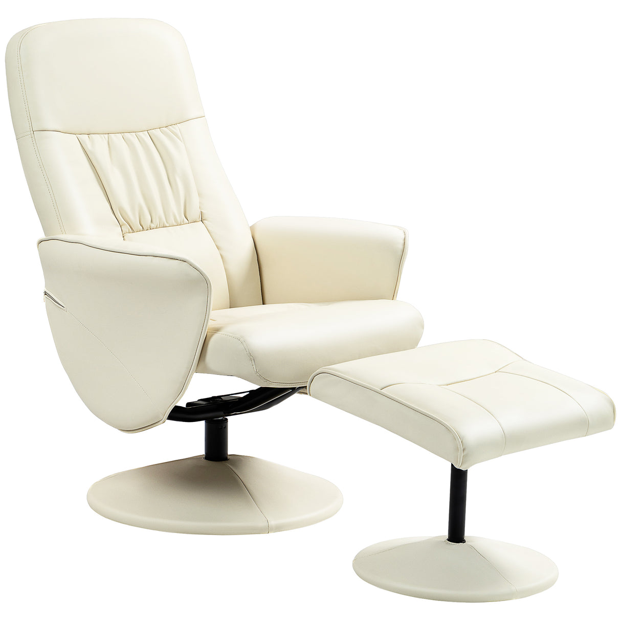 Faux Leather Recliner Chair 76cm Wide With Footstool - Velmora