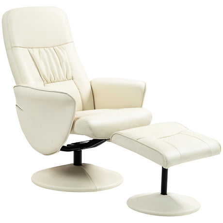 Faux Leather Recliner Chair 76cm Wide With Footstool - Velmora